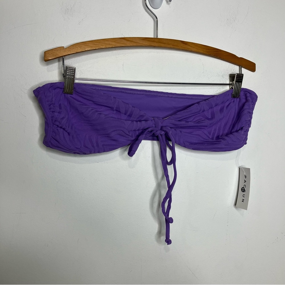 Pacsun swim eco purple textured bandeau bikini top women’s size XL‎ beach new